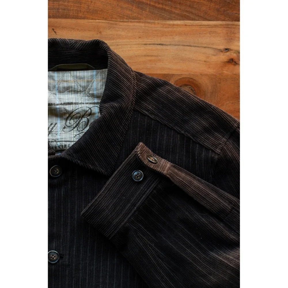 Tommy Bahama Mens XL Silk Blend Corduroy Jacket Brown Quilted Lining Full Zip XL